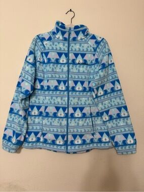 Columbia Blue & Light Blue Geometric Fleece Ski Jacket